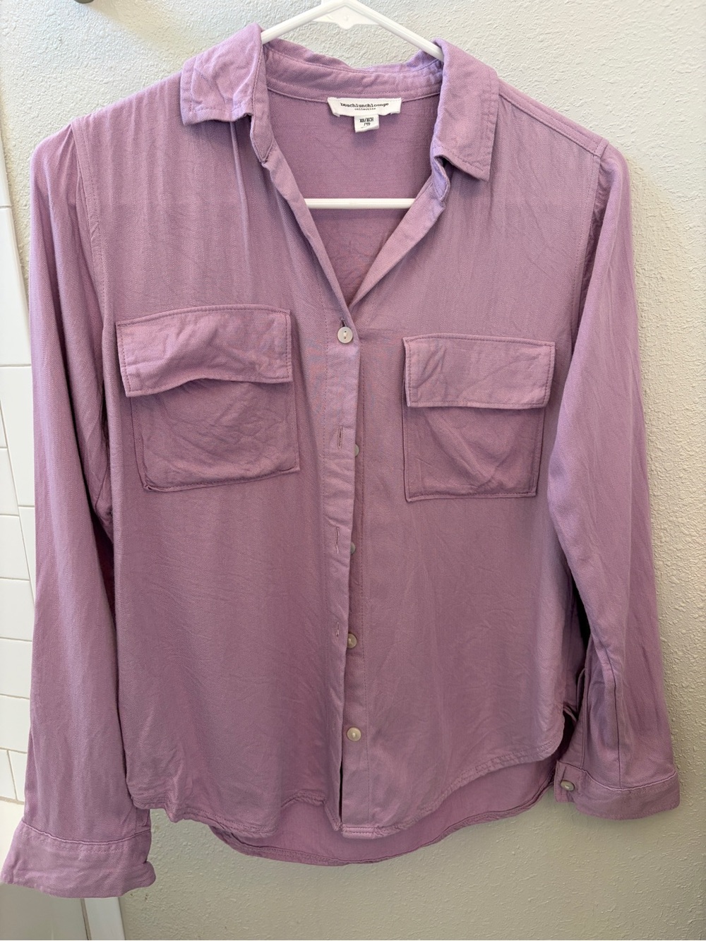 beachlunchlounge Lilac purple Button-Down Pocket Shirt XS